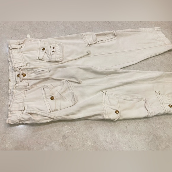 Free People Tahiti Cargo Pants Green Utility Low Rise In Tofu Ivory Size S - Picture 9 of 17